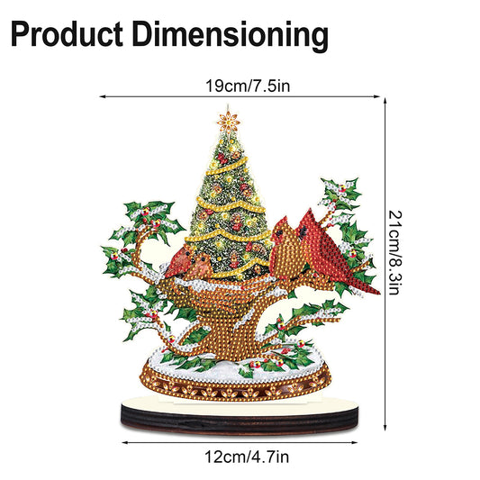 Christmas Snow Scene Wooden Desktop Diamond Painting Ornament (#1)