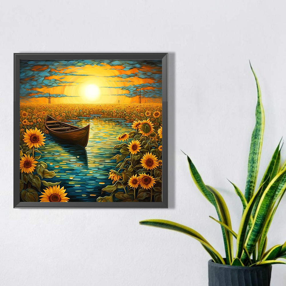Sunflower Lake - Full Round Drill Diamond Painting 40*40CM