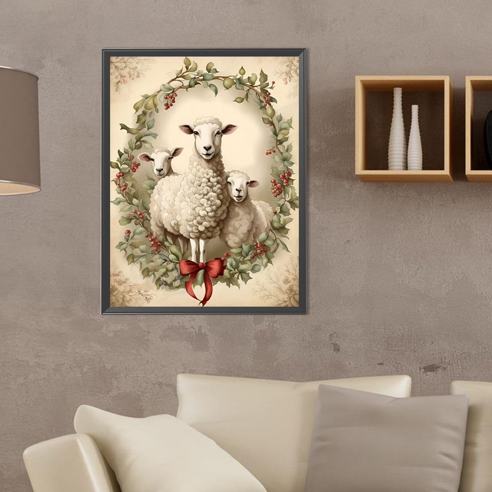 Sheep In Retro Diary - Full Round Drill Diamond Painting 30*40CM