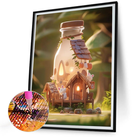 Forest Bottle Hut - Full Round Drill Diamond Painting 30*40CM
