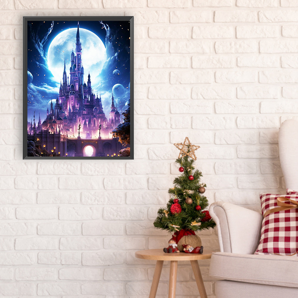 Dream Castle Under The Moon - Full Round Drill Diamond Painting 30*40CM