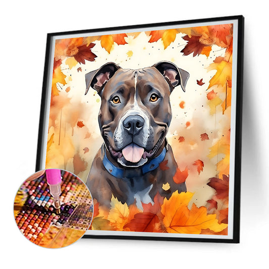 Maple Leaf Puppy - Full Round Drill Diamond Painting 30*30CM