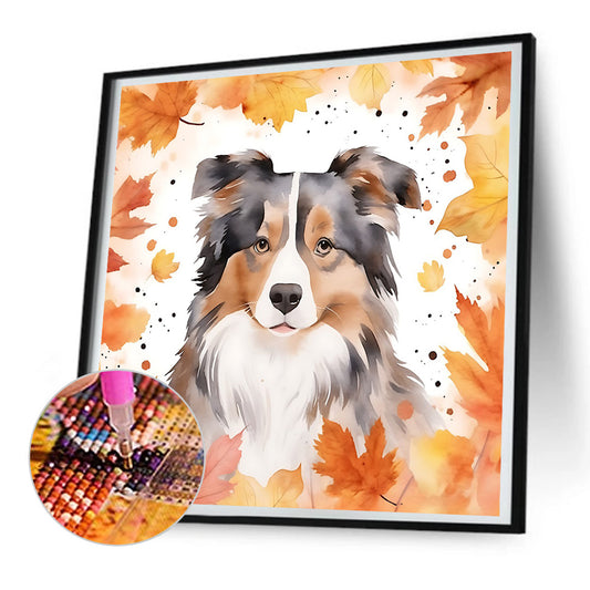 Maple Leaf Puppy - Full Round Drill Diamond Painting 30*30CM