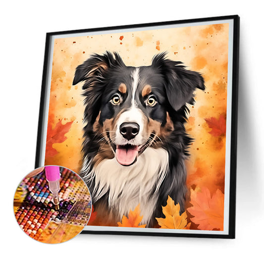Maple Leaf Puppy - Full Round Drill Diamond Painting 30*30CM