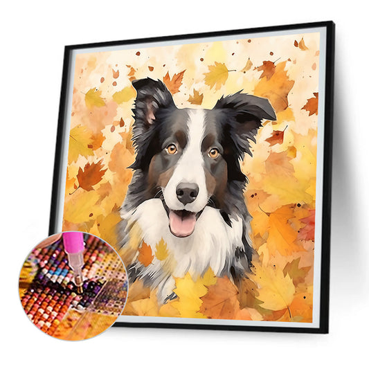 Maple Leaf Puppy - Full Round Drill Diamond Painting 30*30CM