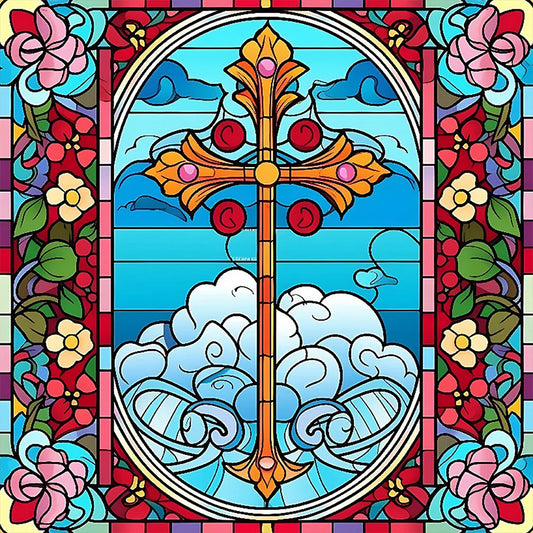 Abstract Floral Cross - Full AB Dril Round Diamond Painting 40*40CM