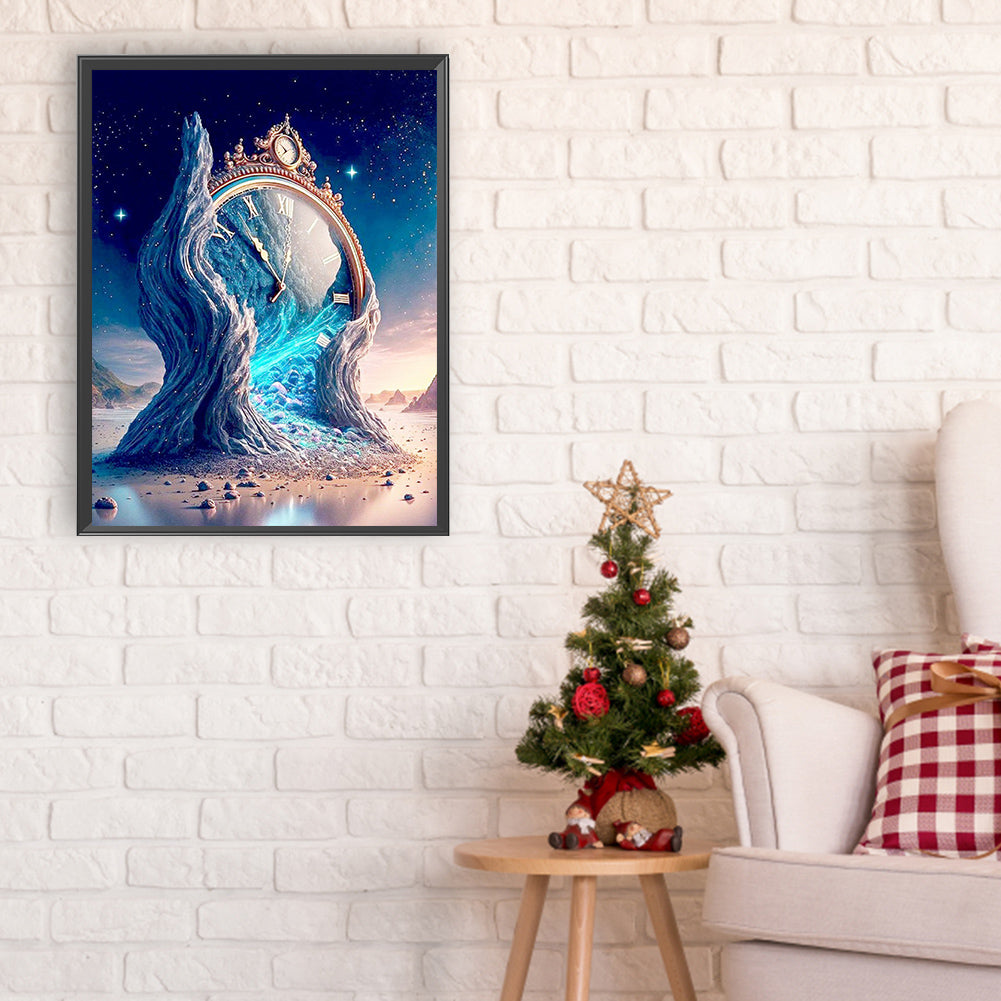 Beach Fantasy Clock - Full Round Drill Diamond Painting 30*40CM