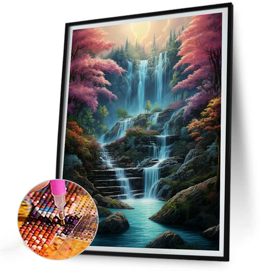 Waterfall View - Full Round Drill Diamond Painting 30*40CM