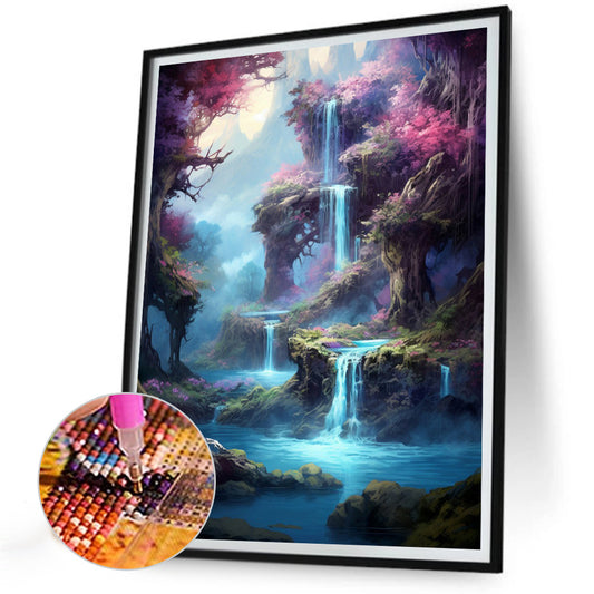 Waterfall View - Full Round Drill Diamond Painting 30*40CM