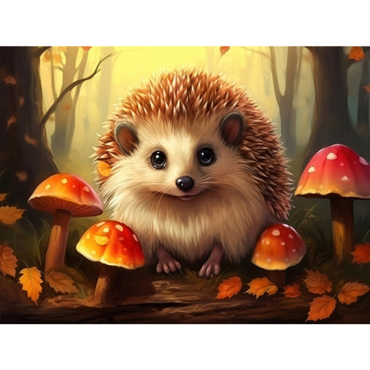 Maple Leaf Hedgehog - Full Round Drill Diamond Painting 40*30CM