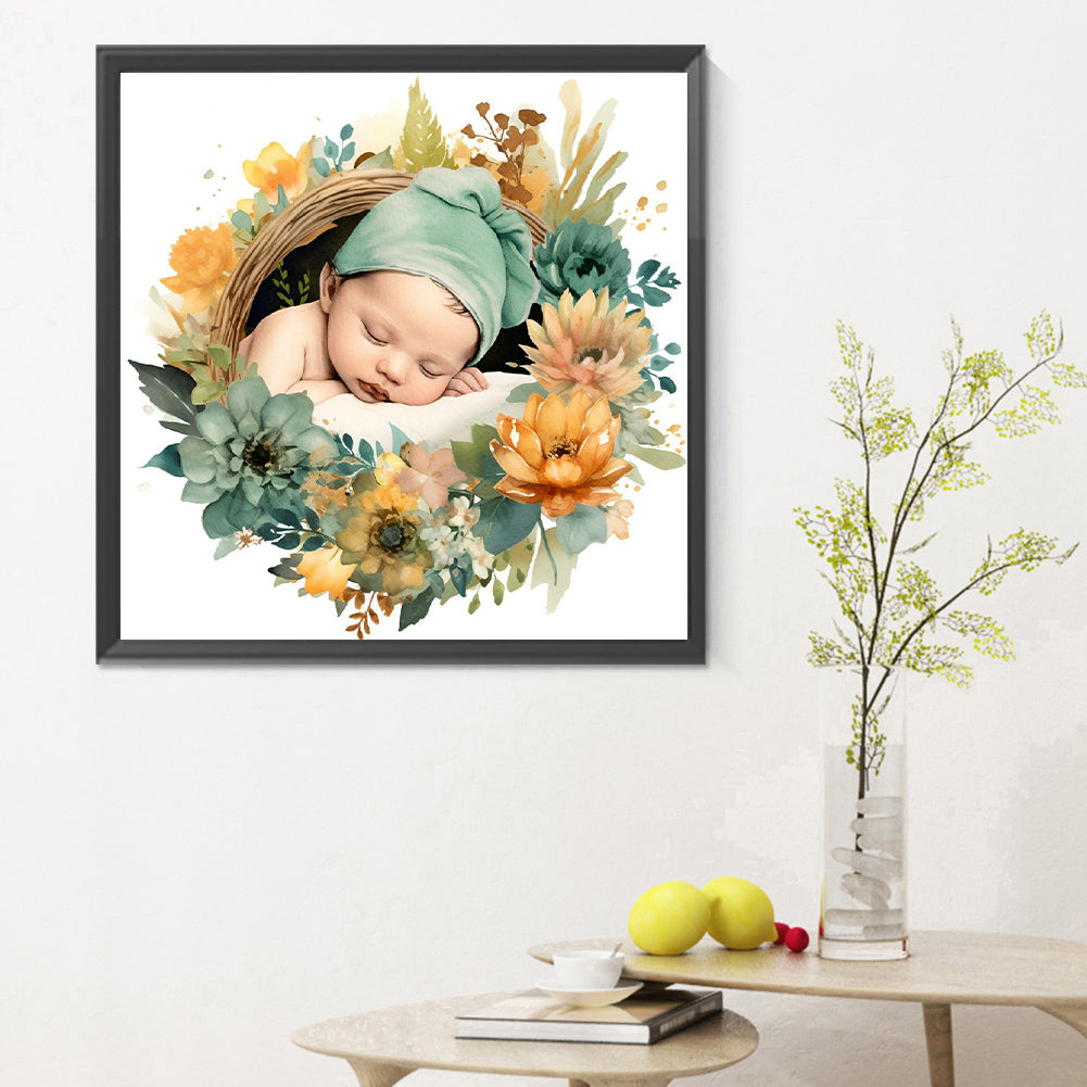 Baby In Garland - Full Round Drill Diamond Painting 30*30CM