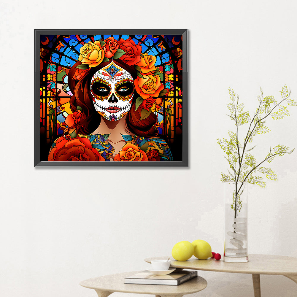 Day Of The Dead Girl - Full Round Drill Diamond Painting 35*30CM