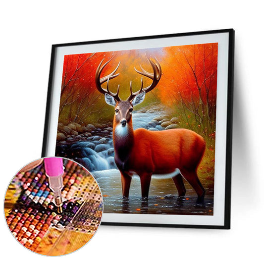 Creek Elk - Full Round Drill Diamond Painting 30*30CM