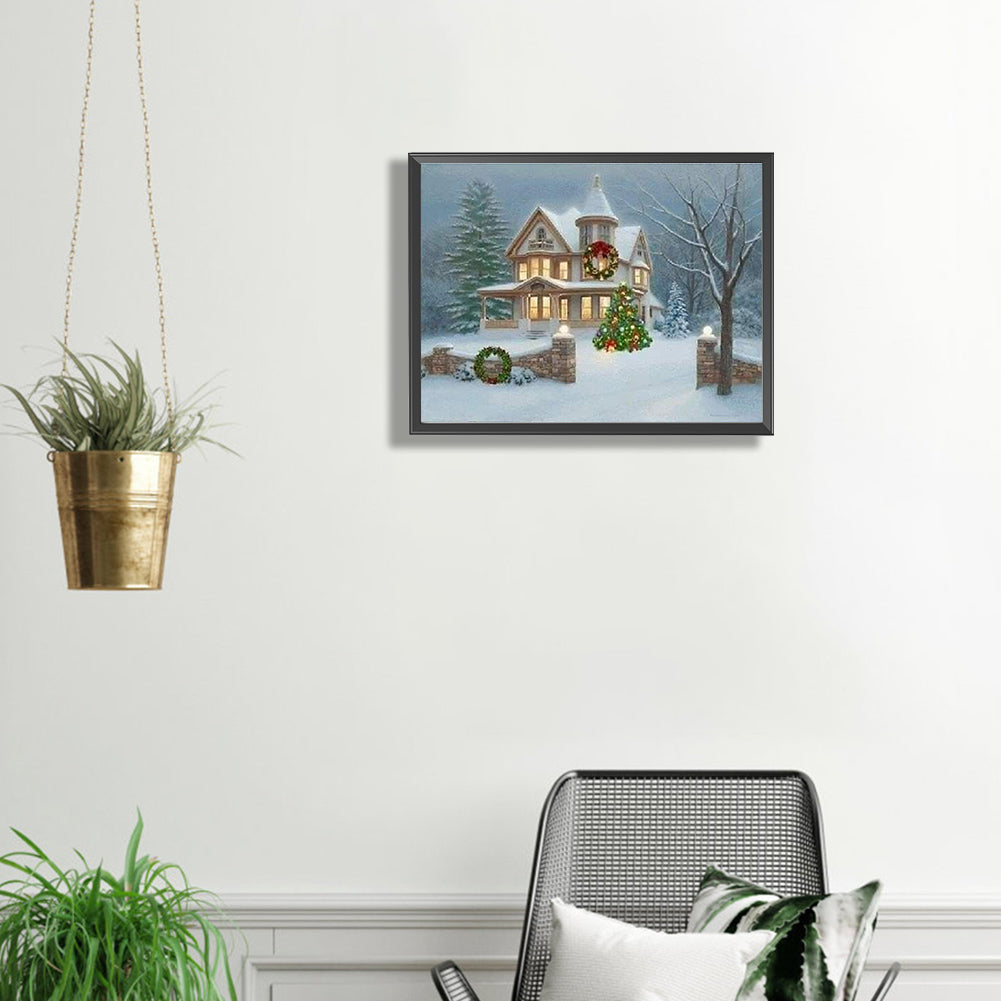 Snow Cabin - Full Square Drill Diamond Painting 40*30CM