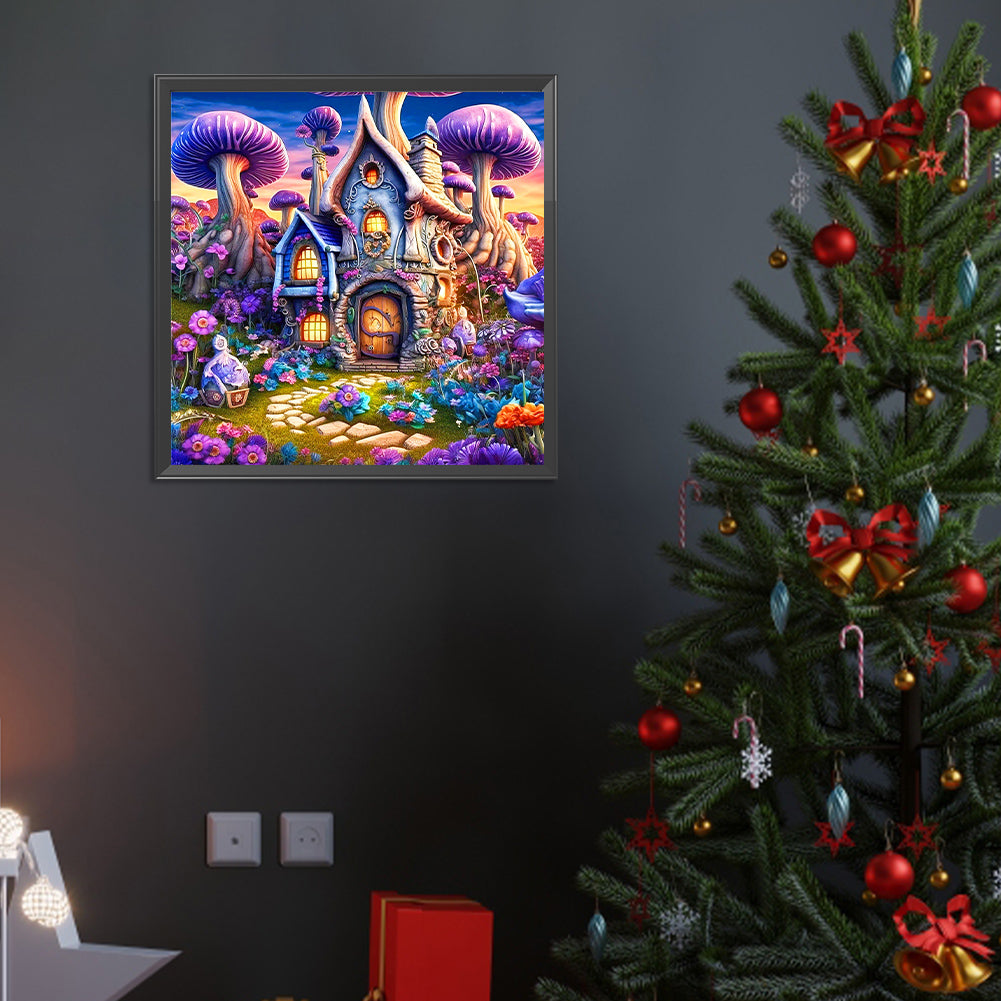 Tranquil Mushroom House - Full Round Drill Diamond Painting 40*40CM