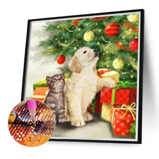 Christmas Cats And Dogs - Full Round Drill Diamond Painting 40*40CM