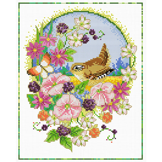 Flowers And Birds 2 - 11CT Stamped Cross Stitch 35*40CM£¨Spring£©