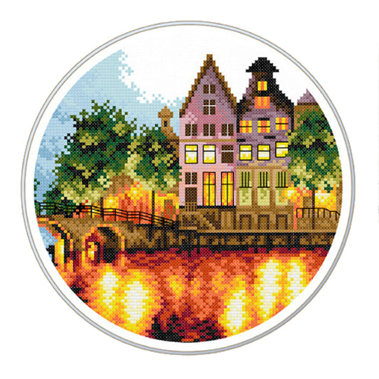 Luminous City - 11CT Stamped Cross Stitch 35*35CM£¨Spring£©