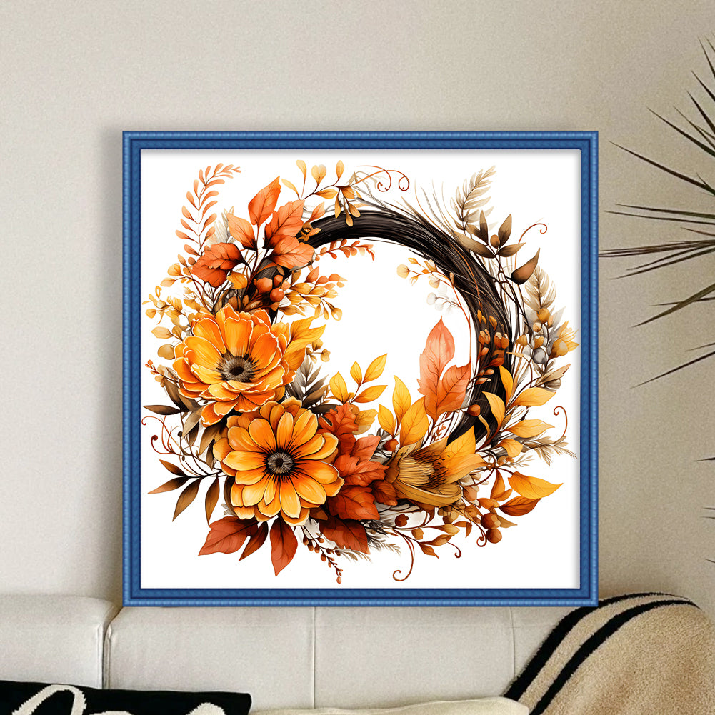 Autumn Wreath - 11CT Stamped Cross Stitch 40*40CM