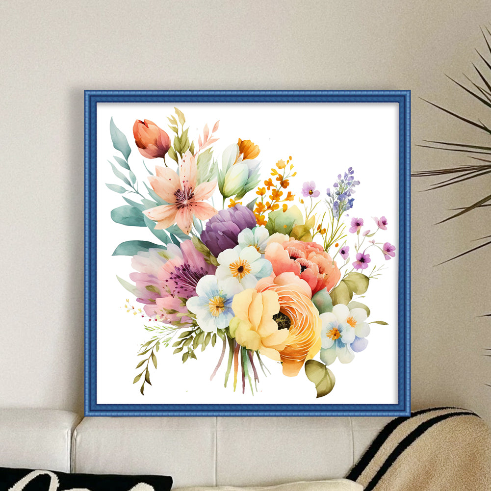Watercolor Flowers - 11CT Stamped Cross Stitch 45*45CM
