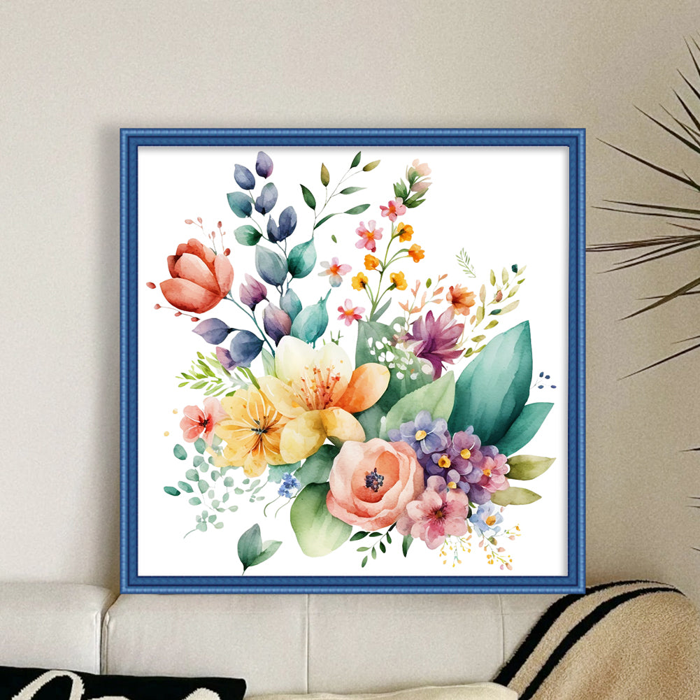 Watercolor Flowers - 11CT Stamped Cross Stitch 45*45CM