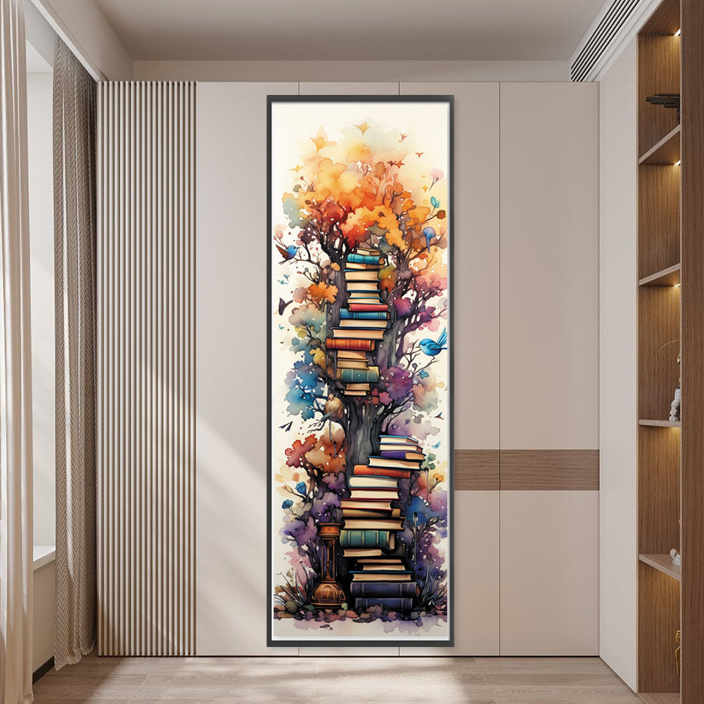 Stack Of Books With Flowers - 11CT Stamped Cross Stitch 30*80CM