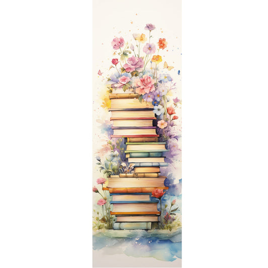Stack Of Books With Flowers - 11CT Stamped Cross Stitch 30*80CM