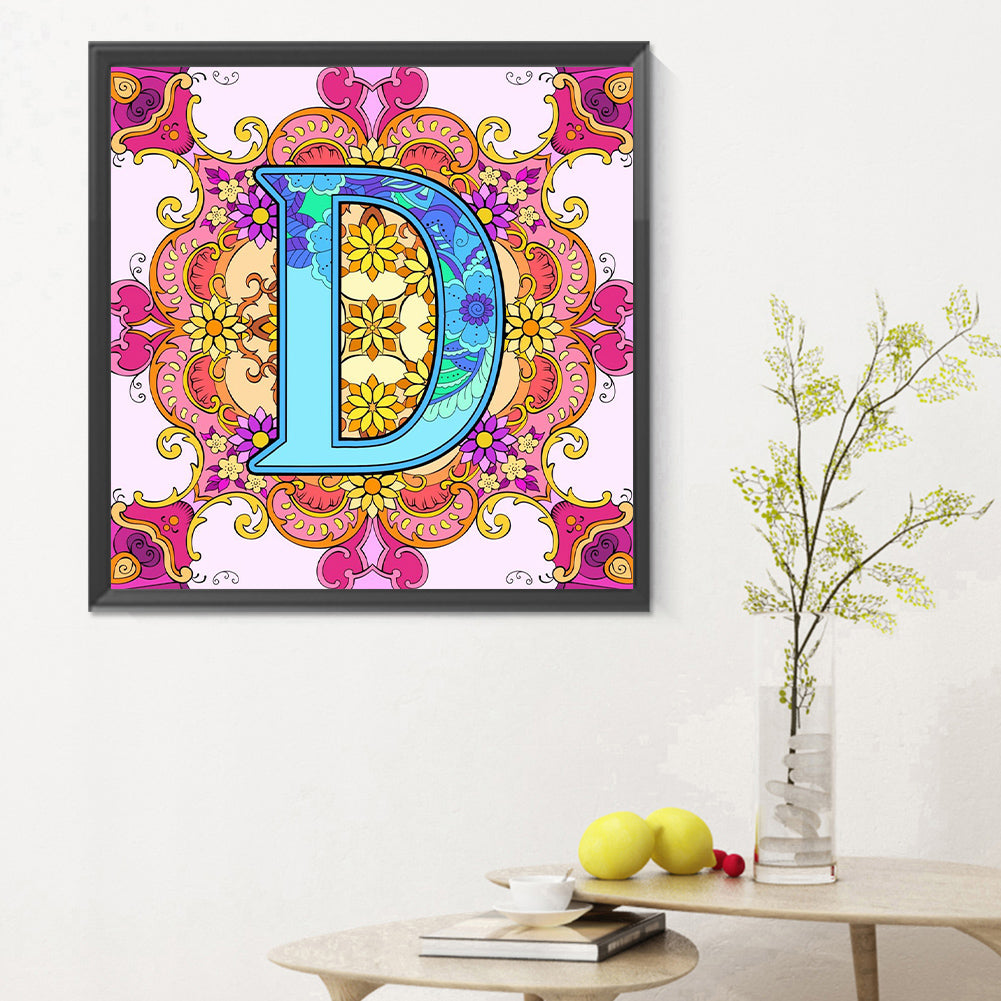 Mandala Letter D - Full Round Drill Diamond Painting 30*30CM