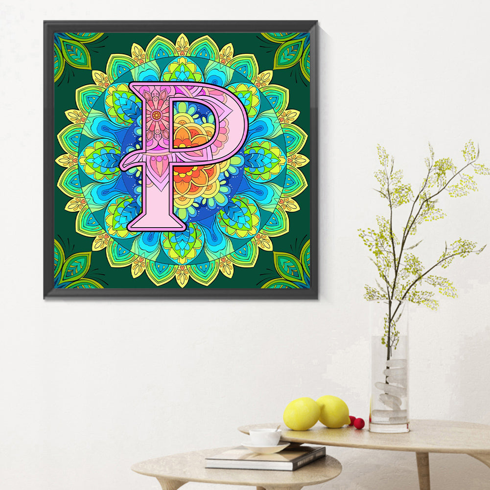 Mandala Letter P - Full Round Drill Diamond Painting 30*30CM