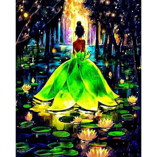 Power-Lotus Fairy - Full AB Drill Round Diamond Painting 40*50CM