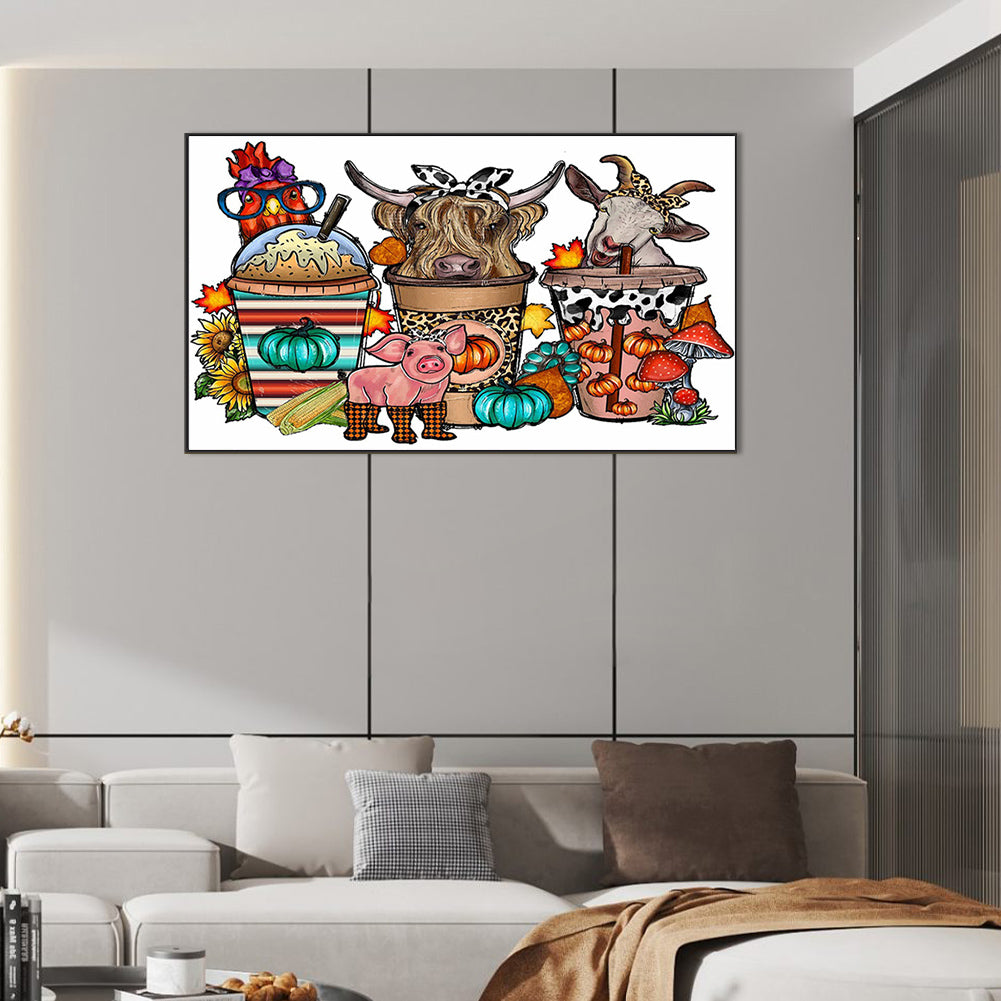 Animal Fruit And Vegetable Drinks - Full Round Drill Diamond Painting 70*40CM