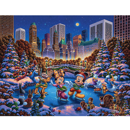 Mickey Mouse And His Friends Are Skating - 11CT Stamped Cross Stitch 60*50CM