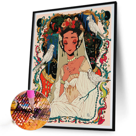 Peace Dove Girl - Full Round Drill Diamond Painting 40*50CM
