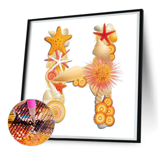 Beach Letter H Word - Full Round Drill Diamond Painting 30*30CM