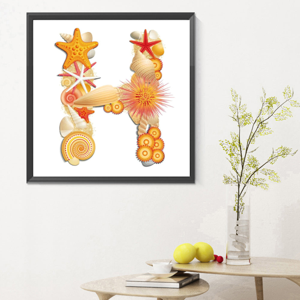 Beach Letter H Word - Full Round Drill Diamond Painting 30*30CM