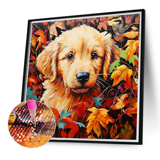 Maple Leaf Dog - Full Round Drill Diamond Painting 40*40CM