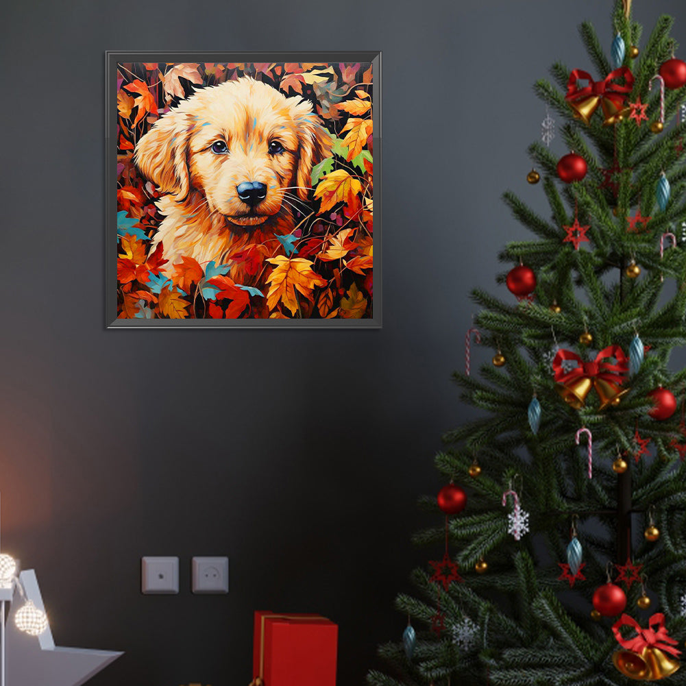 Maple Leaf Dog - Full Round Drill Diamond Painting 40*40CM