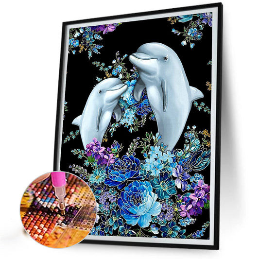 Double Dolphins - Full Round Drill Diamond Painting 40*50CM
