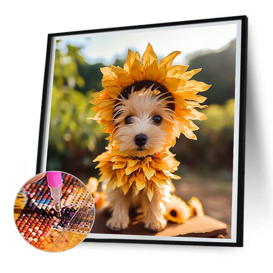 Sunflower Dog - Full Round Drill Diamond Painting 30*30CM
