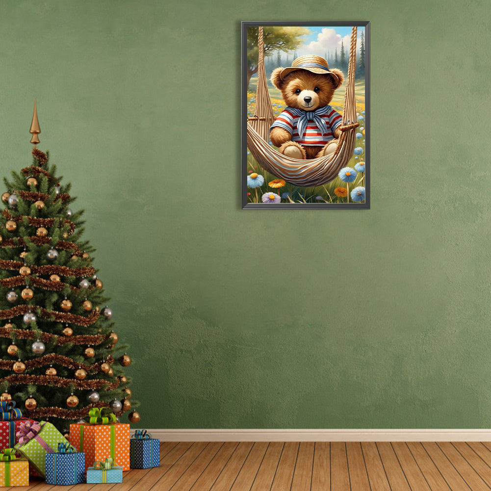 Little Bear Sitting On The Swing - Full Round Drill Diamond Painting 40*60CM