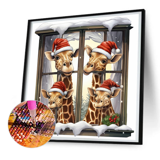 Window Animal Giraffe - Full Round Drill Diamond Painting 30*30CM