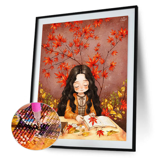 Autumn Vibe Girl - Full Round Drill Diamond Painting 40*50CM