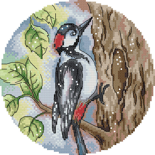 Woodpecker - 14CT Stamped Cross Stitch 21*21CM(Joy Sunday)