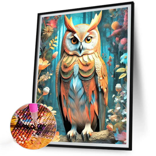 Owl On Branch - Full Round Drill Diamond Painting 30*40CM