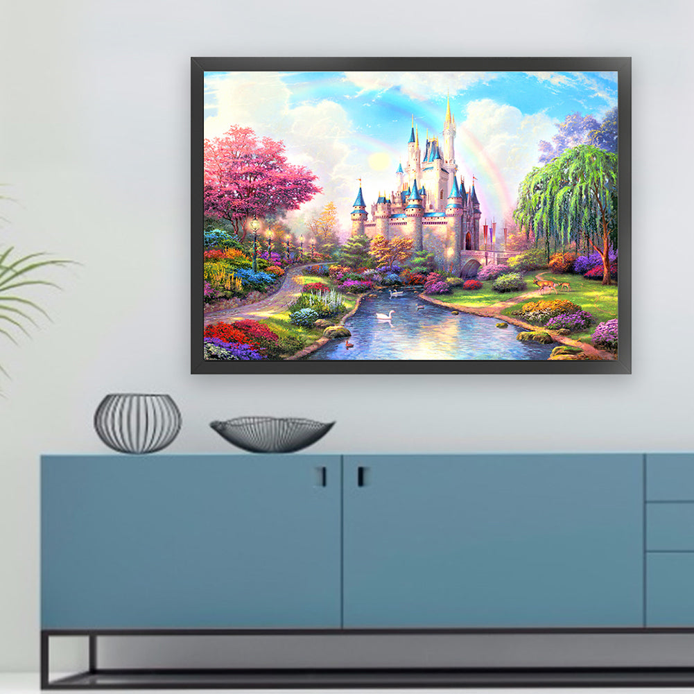 Rainbow Castle - 11CT Stamped Cross Stitch 72*55CM