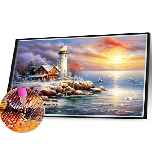 Seaside Lighthouse - Full Round Drill Diamond Painting 40*30CM