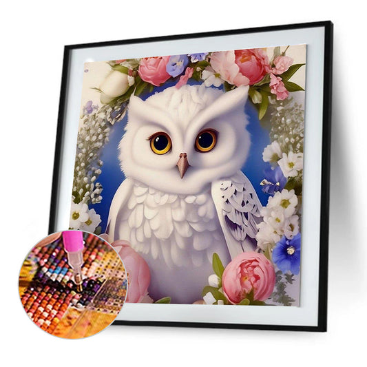 Owl And Flower - Full Round Drill Diamond Painting 30*30CM