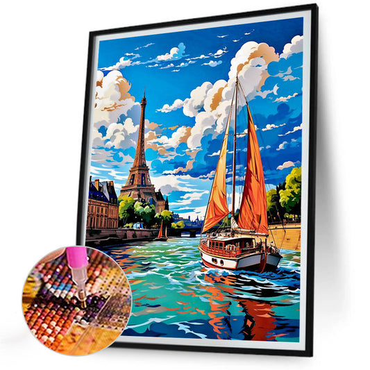Sailboat - Full Round Drill Diamond Painting 30*40CM