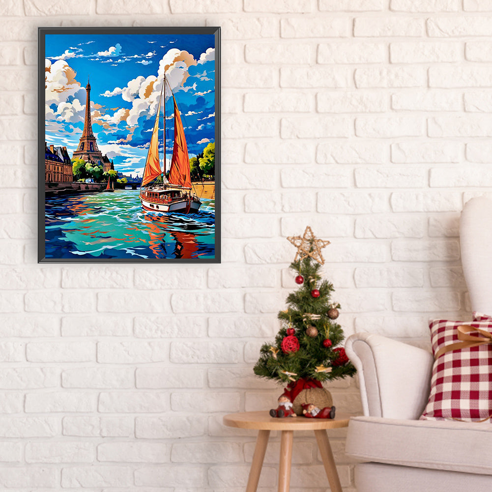 Sailboat - Full Round Drill Diamond Painting 30*40CM