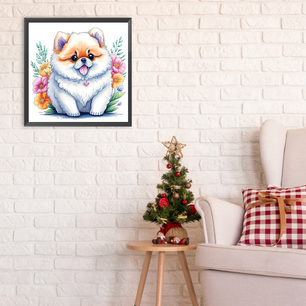 Cute Samoyed Dog - Full Round Drill Diamond Painting 30*30CM